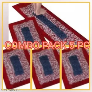 SHIVAAY TEXTILES Red 5 Pcs Kitchen Mat