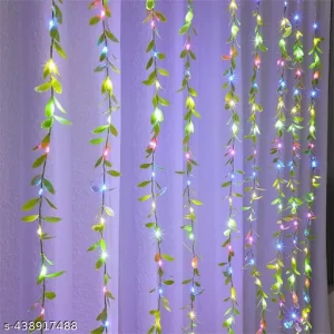 Artificial vine Leaf Curtain Led String Light,100 LEDs,8 Modes,Remote Control,Adjustable Brightness,Ac Plug – for Home/Balcony Decoration