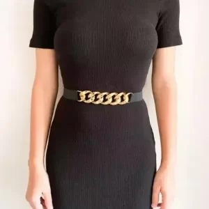 Chain Buckle Skinny Stretch Adjustable Waist Belt Stylish Design Ladies Womens Waist Belts kanduro-Belt for Fancy Girls, Women Saree, Western Dress, Long Gown Dresses(PACK OF 1 )