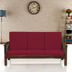 LAZI Maroon 3 Seater Wooden Sofa Set seat Cushion Cover Elastic Stretchable Sofa seat Cover Protector Pack of 6 Cushion Cover