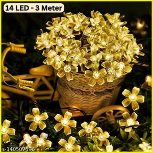 X4Cart 14 Silicone Flower LED Decoration String Lights for Festival DIY Wedding Party Bedroom Twinkle Indoor Temple Garden Office Cafe Restaurant Decoration (Warm white )