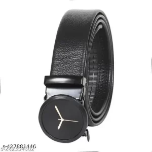 Men Casual, Evening, Party Black Texas Leatherite, Artificial Leather Belt