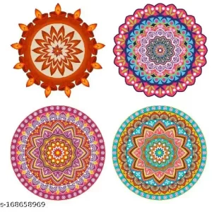 Rangoli Sticker. Beautiful Diwali Rangoli Sticker for Floors and Walls. Set of 4 Rangoli Sticker. Each Rangoli is of Size 23×23 cm. Self Adhesive Rangoli Sticker. Creative Cave Rangoli.
