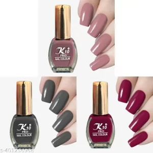 Matte Nail Polish, Long Lasting, Quick Dry, Nail Paint Combo Dusty Pink, Gray, Beet Red (Pack of 3)