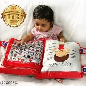 Baby Learning Cushion Soft Pillow Cum Book with English and Hindi Alphabet, Color Name, Shape, Days, Week and Year, Body Parts Learning Cushion Book, Learning Experience for Kids (Multicolour)