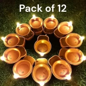 Water Sensor Led Diyas Candle with Water Sensing Technology E-Diya Warm Orange Ambient Lights Led Candle Diyas for Home, Diwali, Festivals Decoration (Pack of 12)