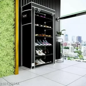 COLLAPSIBLE SHOE RACK 6 LAYER BLACK