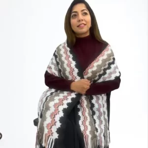 Women’s Winter Stole – Striped Self-Design, Luxurious Knitted Fabric for Women nd Girls (Pck of 1)