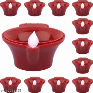 NH Fashion Hub (5Pcs) Water Sensor Eco-Friendly Led Diyas Candle E-Diya Warm Orange Ambient Lights, Battery Operated Led Candles for Home Decor, Festivals Decoration.