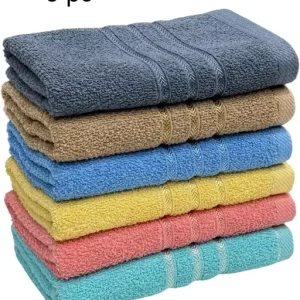 Cotton 400 GSM Plain Hand Towel Set of 6, 12X 18 Inch for Men, Women, Home Use, Gym, Wash Basin | Soft, Absorbent, Quick Dry, Small Size Towels, Travel Friendly | Multicolored