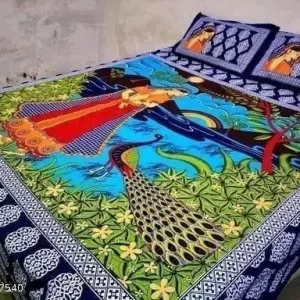 100 %cotton double bed bedsheet with 2 pillow cover