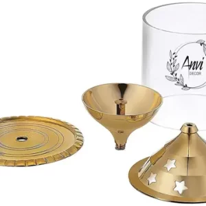 ANVI DECOR Brass Akhand Diya 4.8 Inch Gold Finish/ Table Lamp/ Puja Deepak