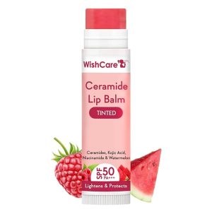 WishCare Tinted Lip Balm with SPF 50 PA+++ – Brightening Lip Balm for Dark Lips with Kojic Acid & Niacinamide- SPF lip balm for Women 5g