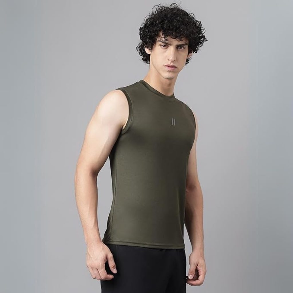 Men Slim Fit Polyester Sleeveless T Shirt