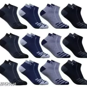 Trendy 6 Pairs Super Quality Sports Fine Cotton Ankle Length Socks for Men’s, Women’s & Kid’s, Assorted Colors