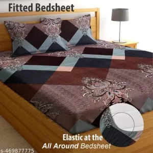 New Trending Fitted (Elastic) Cotton Double Bedsheet With 2 Pillow Covers