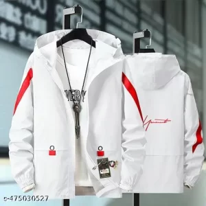 Men’s Printed Windcheater Jacket with Hood – Regular Fit