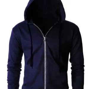 F Gallery Men’s Solid Open-Front Navy Blue Sweatshirts
