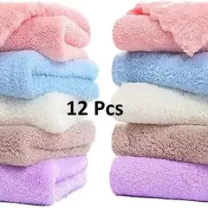 HM Villa Ultra Soft Microfiber Highly Absorbent Rumal/Face Towel For Girls, Ladies, Baby Handkerchief (Pack of 12) – Multicolor