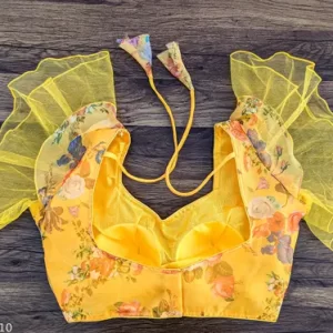 Yellow Organza Blouse For Girls . Modern Blouse for Women