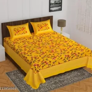 100 %cotton double bed bedsheet with 2 pillow cover