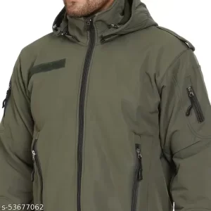 ONE FORT Men’s Olive Green 12 Zip, 10 Pocket Winter Tactical Jacket Water Proof Jacket