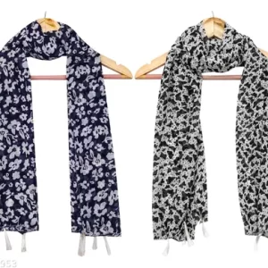 Girl’s And Women’s Stylish Printed Multicolored Stole Pack of -2