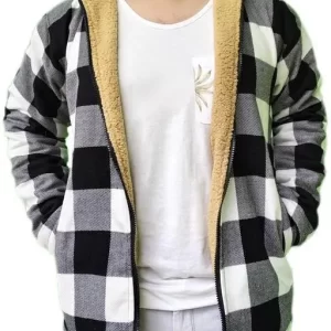 Men Zipper Drawstring Jacket Coats Fleece Thickened Jackets with Pockets Comfy Vintage Sherpa Lined Loose Hoodies