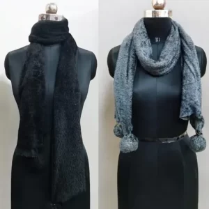 PRECIOUS BLACK AND GREY SOLID FUR WINTER STOLE STYLISH PLAIN FUR WINTER STOLE # SCARVES COMBO PACK