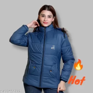 Women Winter Jackets Maroon Red Peach Color Fur Hooded Cap