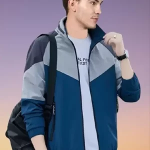 Men’s Colorblocked Regular Grey Jackets