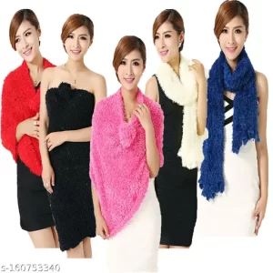 Women’s Fashionable Magic Streachable Scarf ,Scarves, Stoles , Gloves ,shawls (black, Free Size)