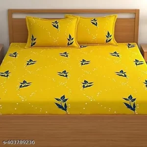 Attractive double fitted supersoft double bedsheet with 2 large pillow covers (1 pillow cover with single bedsheet)