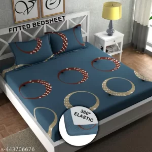 BAANI 180 TC Fitted Elastic Bedsheet with 2 Pillow Covers