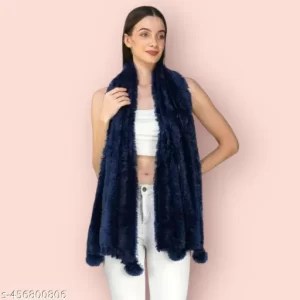 China Fur Stole and Scarf (NAVY BLUE)
