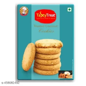 Tasty Treat Premium Toasted Coconut Cookies | Crunchy & Sweet Gourmet Cookie Biscuits | Loaded with Real Coconut | 250g