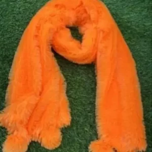 Orange – Fur Stole With 4 Fur ball-lattu