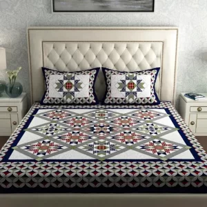 Rajasthani 100% Jaipuri Cotton King Size Double Bedsheet With 2 Pillow Covers