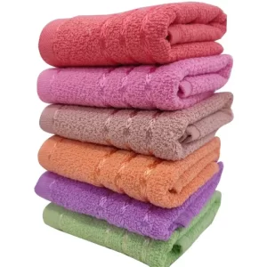 Hand Towels Combo Pack of 6 – Cotton – Size 33×51 CM – Mix Colours – Viscose Border