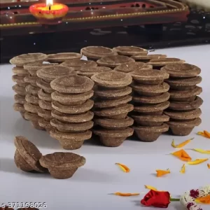 Gaukosh Natural Cowdung Diyas Pack of 1 (40 Pcs) For Pooja || Pure Organic Diyas For Diwali Festival