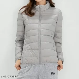 Puffer Jacket For Girl’s And Women’s, Trendy Jacket, Jacket ,Stylish Winter Jacket, Stylish Zipper Jacket, Graceful Jacket, Long Sleeves Jacket For Girl’s And Women’s, Solid Grey Jacket For Women’s, Plus Size Women Jacket.