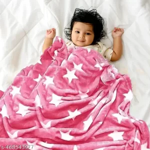 New Born Baby Blanket All Season Ultrasoft Baby Wrapper Cum Baby Bedding Set (Pink Star) (Size : 75cm x 100 cm)