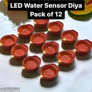 Water Sensor Led Diyas Candle with Water Sensing Technology E-Diya Warm Orange Ambient Lights Led Candle Diyas for Home, Diwali, Festivals Decoration (Pack of 12)