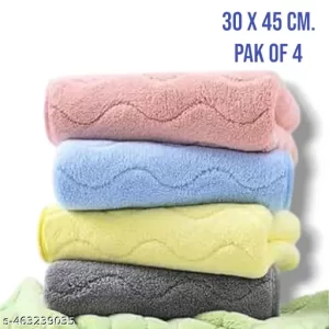 Very Soft And Good Water Absorbed Treandy Microfiber Napkins / Hand Towels & Face Towel For Wash Basin, Kitchen & Gym Bathroom Towel ( Size 30 cm X 45 cm ) Set Of 4