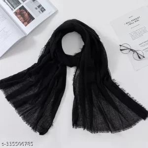 Crinkle Cotton Hijab for Girl’s, Black (Pack of 1)