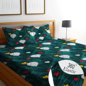 Cotton Green Double Bedsheet Set with Two Matching Pillow Covers : Double Bedsheet Set | Cotton Bedsheet Set | Green Double Bedsheet | Pillow Covers Set | Comfortable Cotton Bedsheets