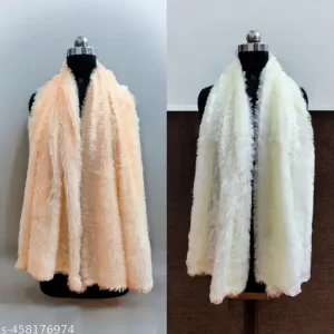 BEAUTIFUL CREAM AND BUTTER CREAM COMBO PLAIN FUR WINTER STOLE PACK OF 2