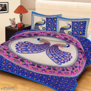 Elegant Printed Cotton Double Bedsheet