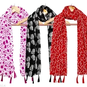 Stylish Printed Multicolor cotton blend Scarves Pack of 3 for Girls & Womens