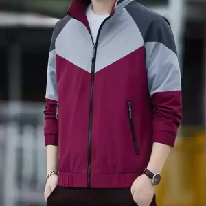 Men’s Stylish Lightweight Windbreaker Jacket | Casual & Trendy Sportswear | Colorblock Design | Full Zip Jacket ! Jacket for Man